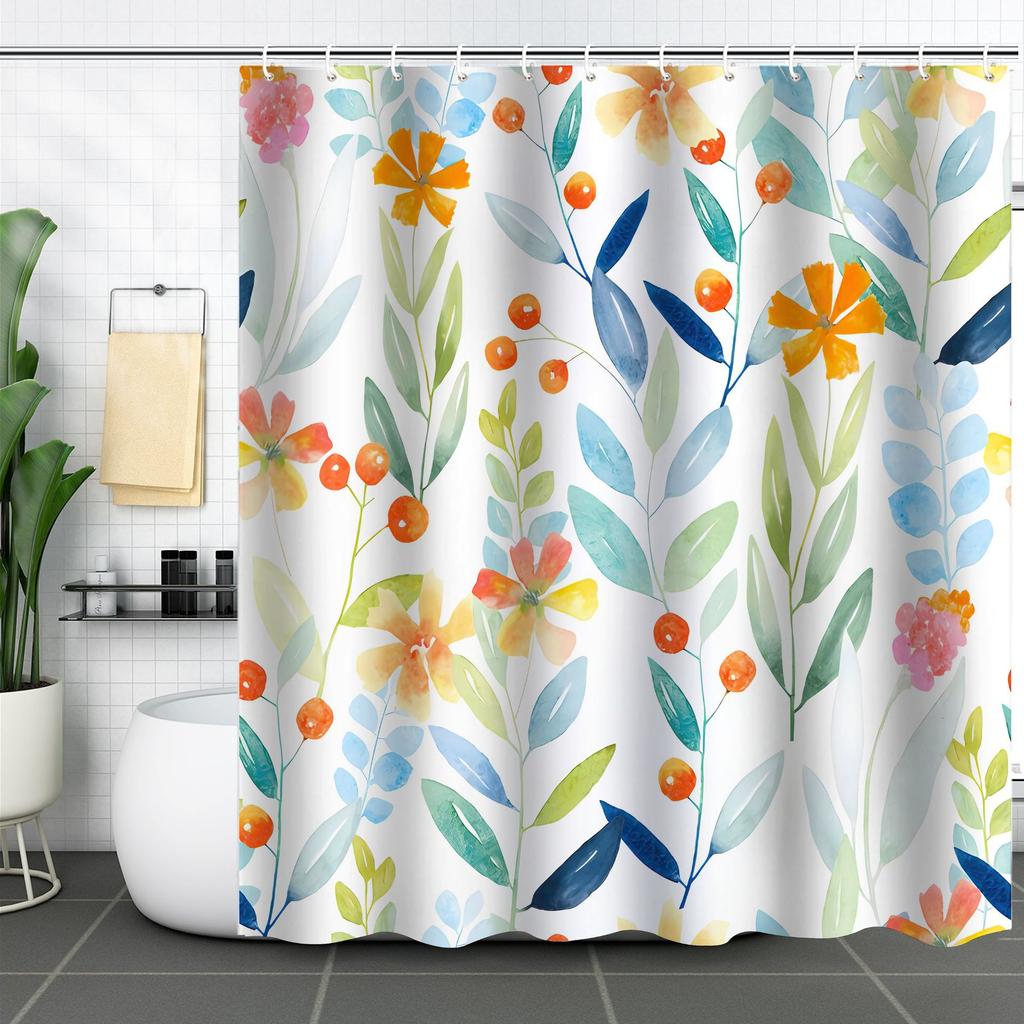 Shower Curtain Waterproof And Mildew-Proof 3D Digital Printing Plant Printing Shower Curtain Child Bathroom Partition Curtain