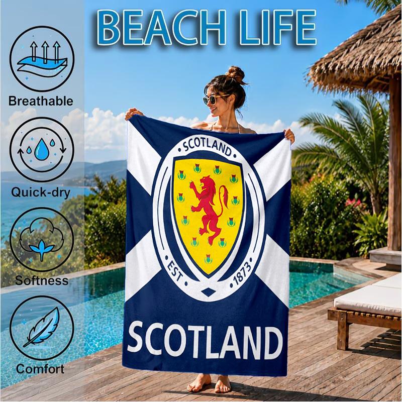 Asciugamano da Spiaggia con Emblema del Leone Rampante della Scozia, Asciugatura Rapida, Facile da Curare, Adatto Sia per il Fitness che per le Vacanze al Mare, Essenziale per lo Sport