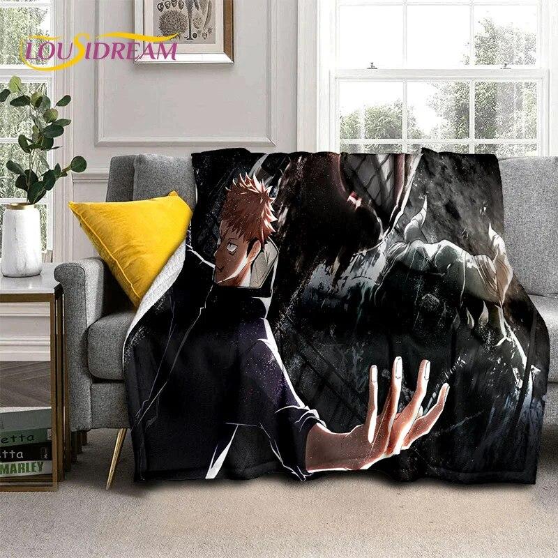 Anime Jujutsu Kaisen Itadori Yuji 3D Blanket,Soft Throw Blanket for Home Bedroom Bed Sofa Picnic Travel Office Cover Blanket Kid