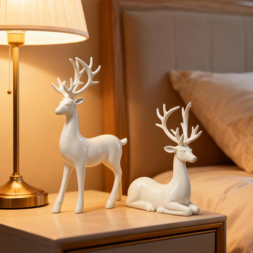 Rentierdekorationen 2 Stück Hirsch Weihnachtsdekorationen Schreibtisch Elchskulptur Für Wohnzimmer Schlafzimmer Feiertag Winter Innenparty