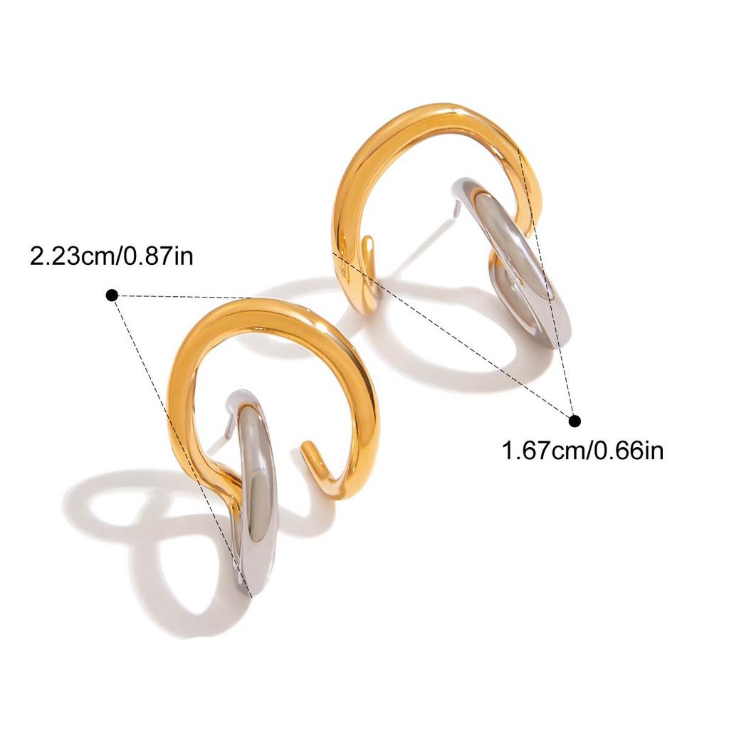 Yori Geometric Line Ear Clip Earrings Golden Stainless Steel Holiday Beach Summer Daily Rust Prevention Jewelry New