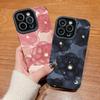 Vertical Grain Floral Printed Leather Soft Silicone Phone Case Back Cover with Camera Lens Full Protection for Samsung