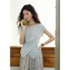 Misu Women's Retro Knit Irregular Hem T-Shirt