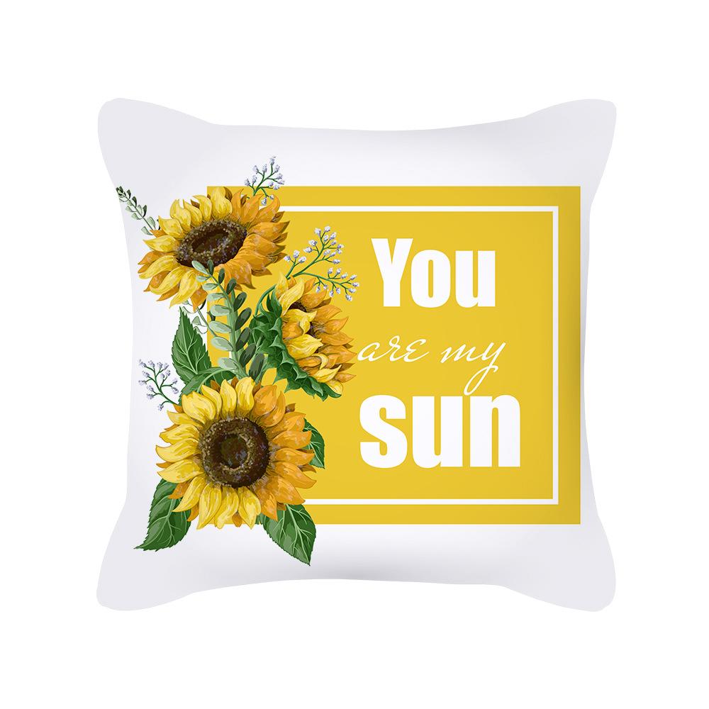 New Thanksgiving Throw Pillow Cover Yellow Letter Sunflower Office Cushion Sofa Pillow Cover