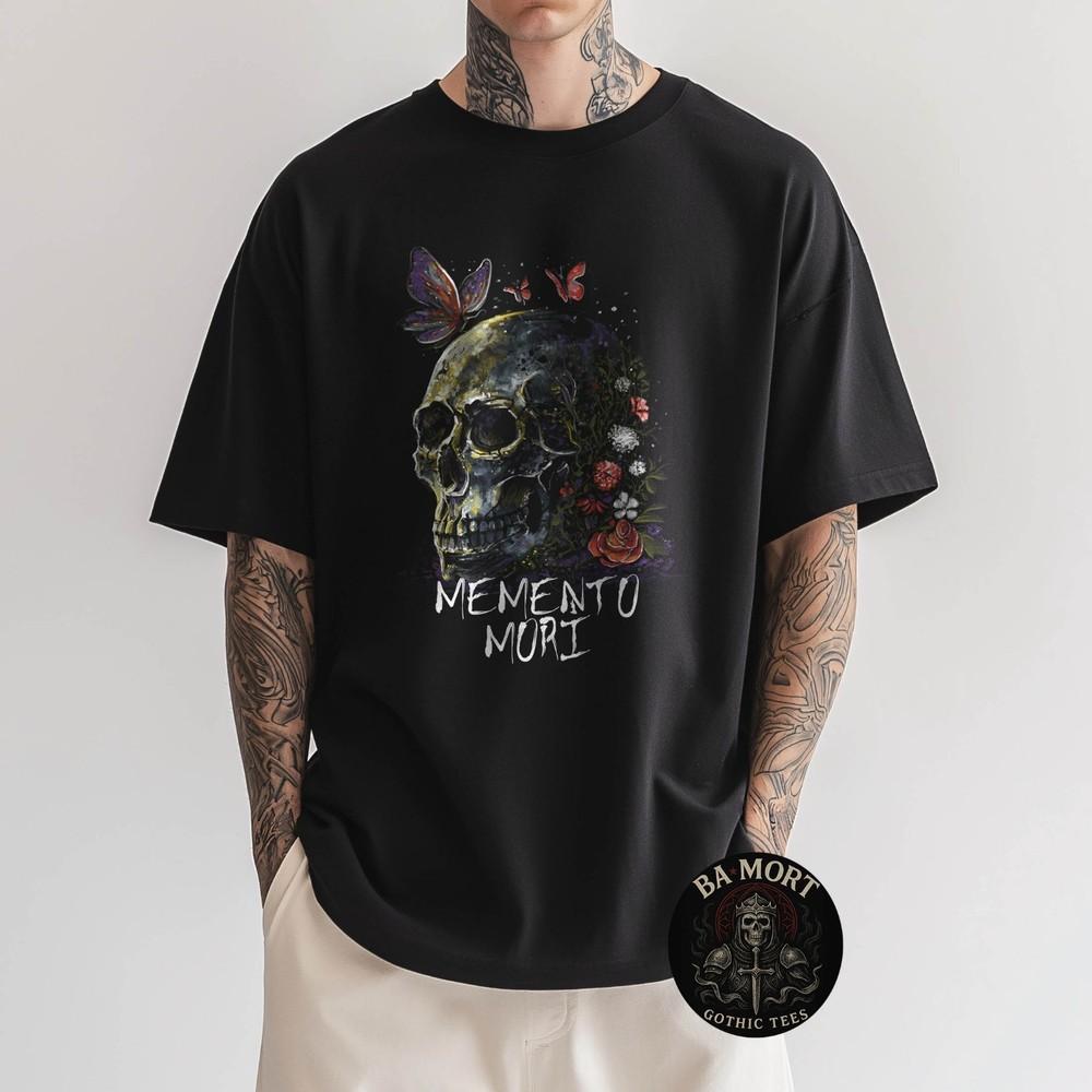 Memento Mori Floral Skull Aesthetic Graphic TShirt Unisex T-Shirt M