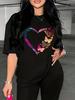 Unisex's Butterfly & Heart Print Drop Shoulder T-Shirt,