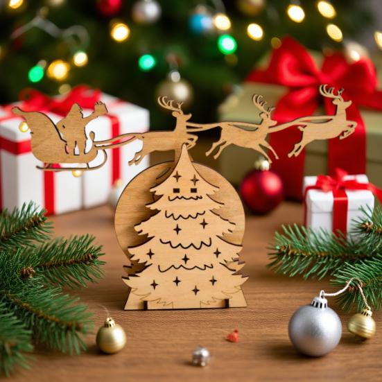 Wooden Rocking Santa Decoration Handcrafted Christmas Figurine for Windowsill Tabletop Festive Home And Shop Decor