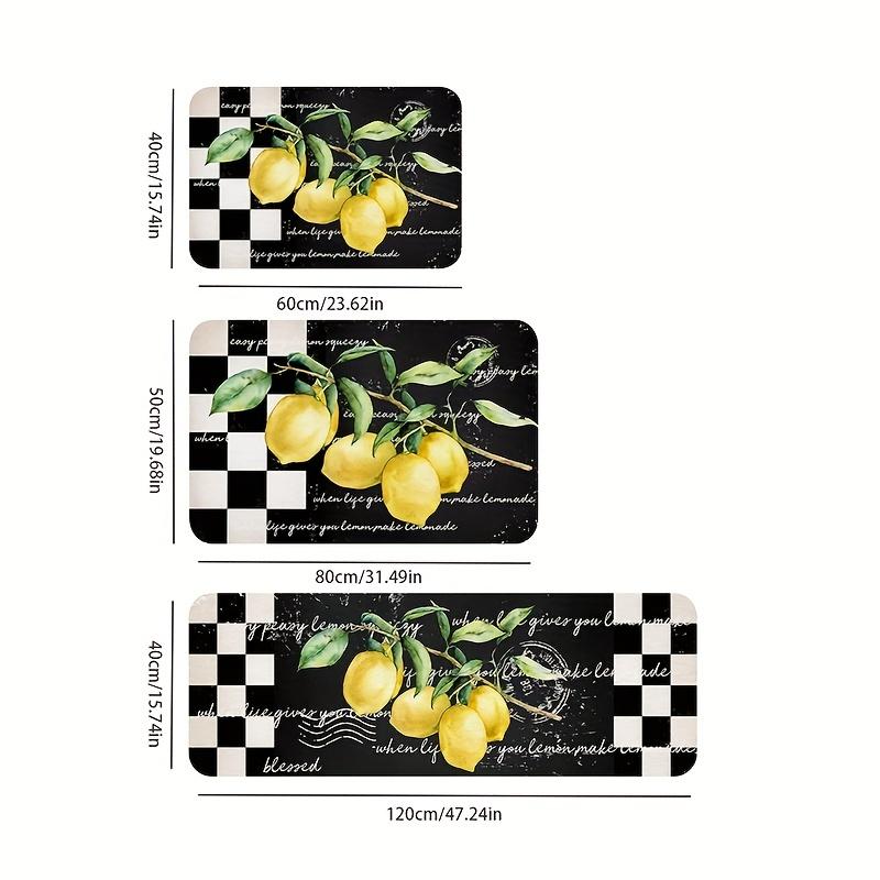 Luxury Creative Lemon Pattern Kitchen Mat Soft Thickened Kitchen Floor Mat Waterproof Non-slip Oil-proof Floor Mat Runner Rug