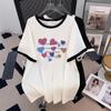 Plus Size Short-Sleeve Mid-Length Slimming T-Shirt for Women (Round Neck) - Sizes 200/300/350 Jin, Style 1076