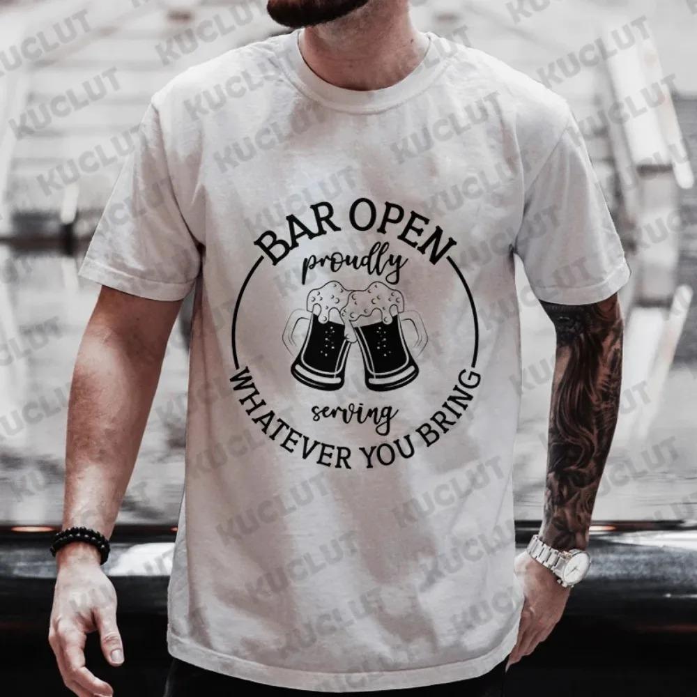 

Мужские футболки Bar Open Смешные графические топы Одежда Y2K Мужская мальчишник Пьяная команда Соответствующая уличная одежда Футболки с коротким рукавом XXXXXL белый