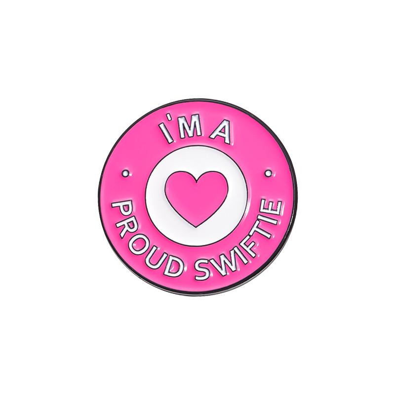 

Stylish Geometric Round Pink Heart Letter Badge Brooch Elegant Alloy Accessory For Unisex Fashion QHXZ1682