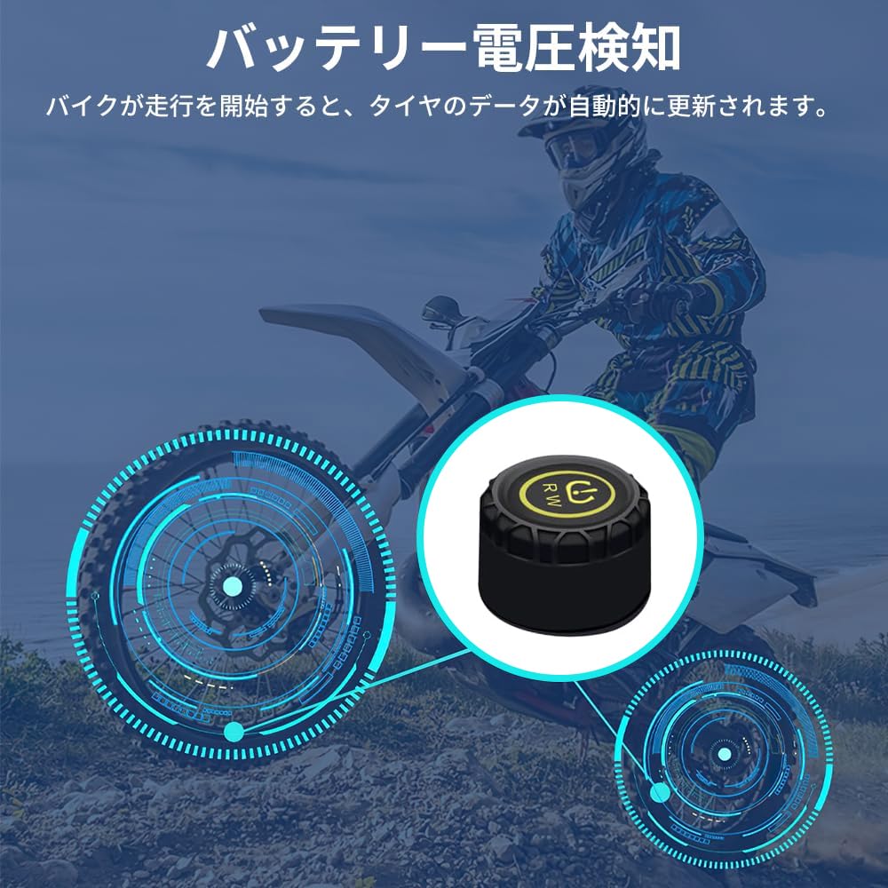 OBEST Tpms Motorcycle Air Pressure Sensor, Real-time Tire Pressure Temperature Monitor, Includes Port, QC3.0