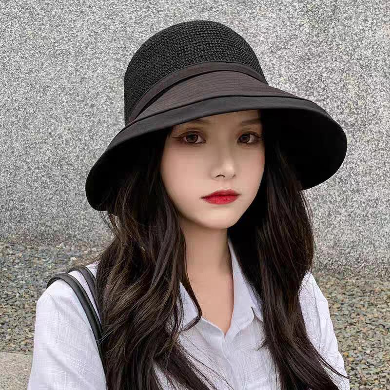 Hat Women's Summer UV Protection Versatile Bucket Hat Sun Hat Grass Basin Hat Sunshade Sunscreen Hat Tide