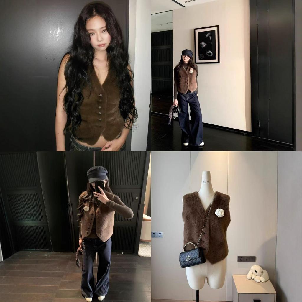 Jennifer Vest Vintage Faux Mink Fur Top Jacket Premium Fur Sleeveless Vest