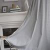 Cotton Linen Stripe Curtain Panel Nordic Minimalist Gray White Thin Striped Bedroom Rod Pocket Sheer Semi-Blackout