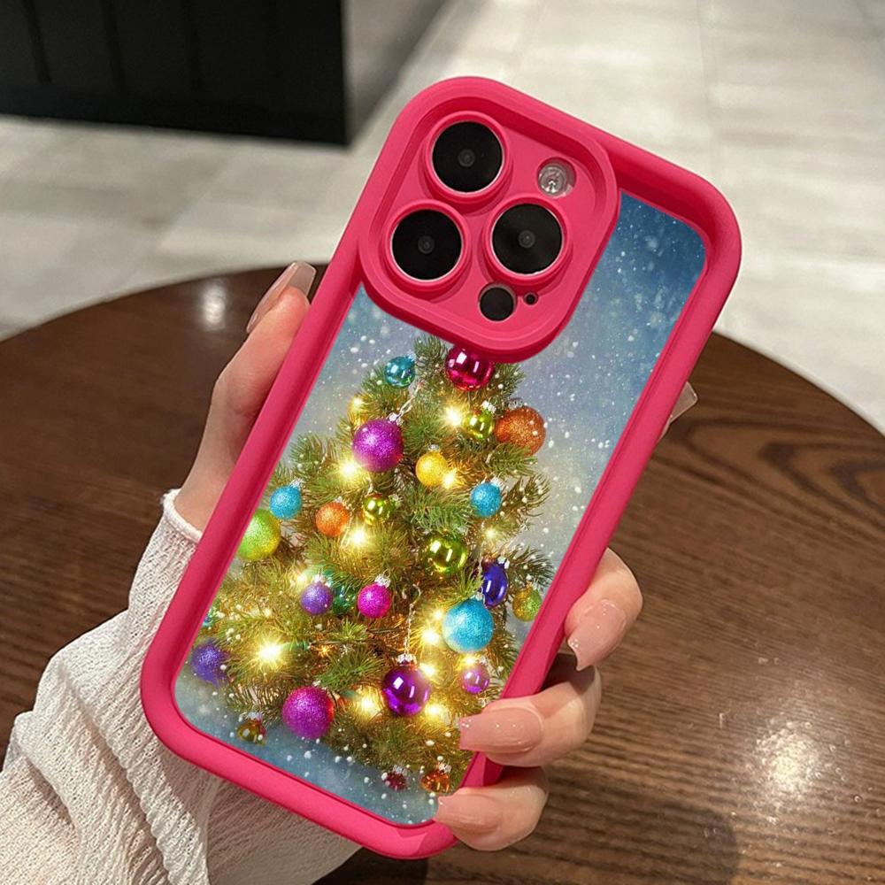 Ae114 Merry Christmas Christmas Tree Art Phone Cases for iPhone 16 14 13 11 Pro Max 15 7 8 6s Plus 12 Mini XR XS Max Angel Eye Ladder Protective Cover