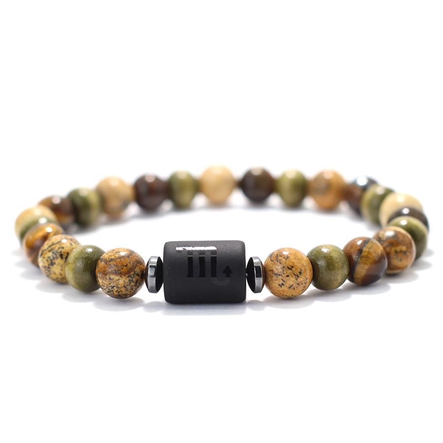 Twelve Zodiac Signs Beaded Bracelet Natural Hematite Tiger Eye Stone Braclet Men Women Buddha Beads Yoga Healing Couple Braslet