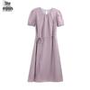 Women's Lyocell French Pleated Beaded Mid-Length Dress