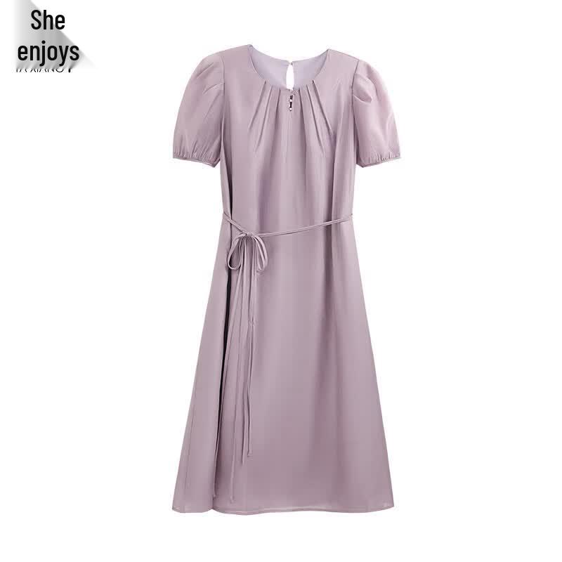 Women's Lyocell French Pleated Beaded Mid-Length Dress