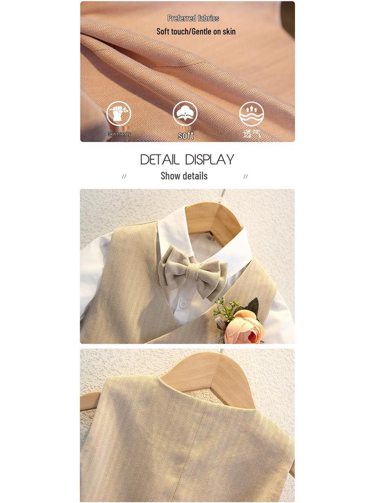 Boys' British Style Summer Suit - Baby's First Birthday Formal Wear, Wedding Flower Boy & Piano Performance Outfit