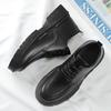 Thick Sole Formal Black Men Leather Shoes Luxury Brand Designer Platform Casual Shoes Wedding Dress Oxfords Shoes Men Work Shoes