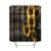 4-Pack Sunflower Wood Board Digital Printing Polyester Waterproof Shower Curtain Punch-Free Partition Bathroom Toilet