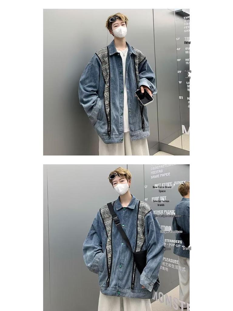 Men's Retro Denim Jacket: Trendy American Design, Loose-Fit Casual, Autumn/Winter