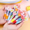 10Pcs Creative Gift Heart Shape Four-Color Ballpoint Pen Cartoon Love Pen Color Press Multicolor Back To School
