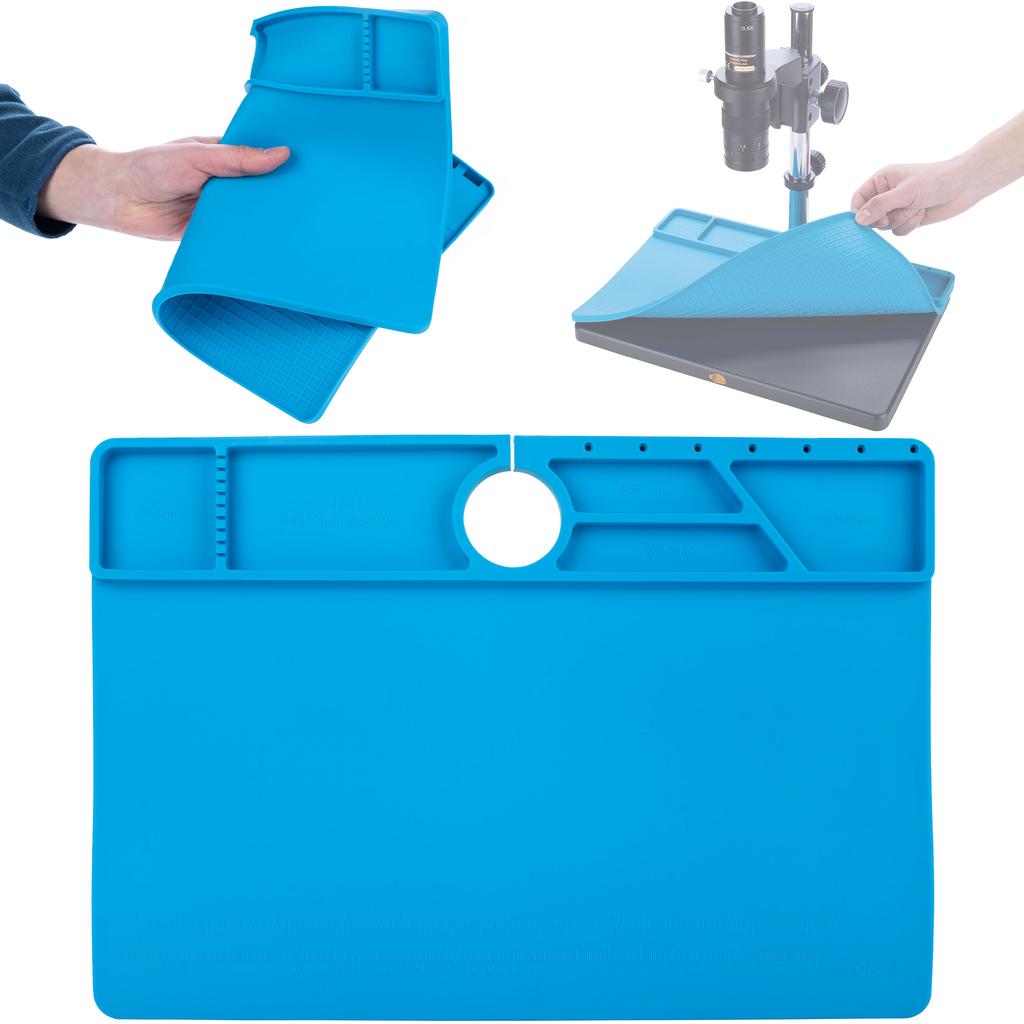 Rosfix Silikonowa Mata do Mikroskopu Cyfrowego 380x260mm – Odporność na Temperaturę do 500°C | Antystatyczna i Wodoodporna | Szybki Montaż