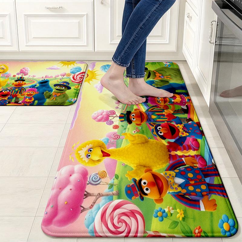 Sesame Street4 Flannel Kitchen Mat Christmas Soft Area Rug Non Slip Floor Carpet Home Decoration