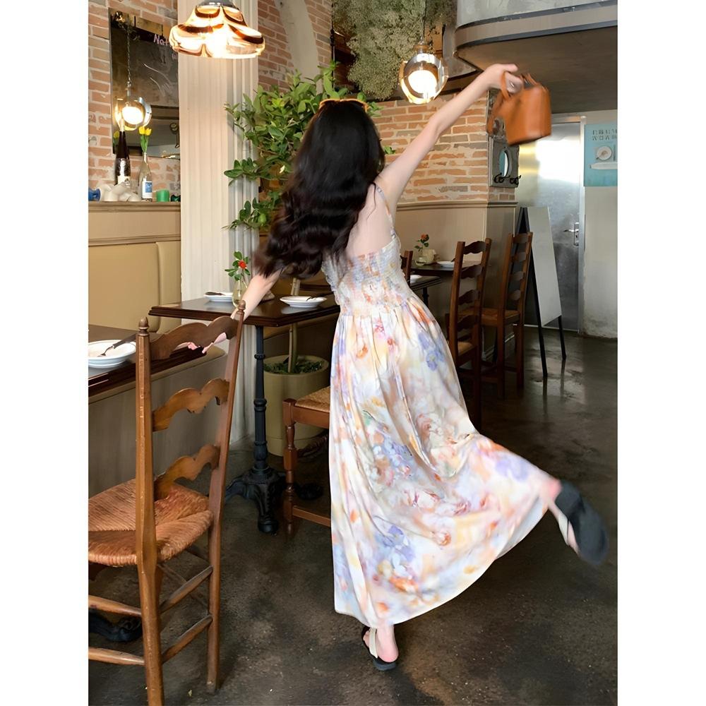 

Красивые маленькие юбки летом, винтажные картины маслом, цветочные платья-комбинации, отпускные пляжные платья XL- (recommended 110-60kg)