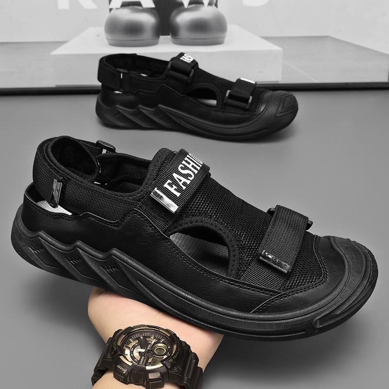 Men's Summer Soft-Soled Roman Resort Casual Sandals, Breathable Closed-Toe Beach Shoes.