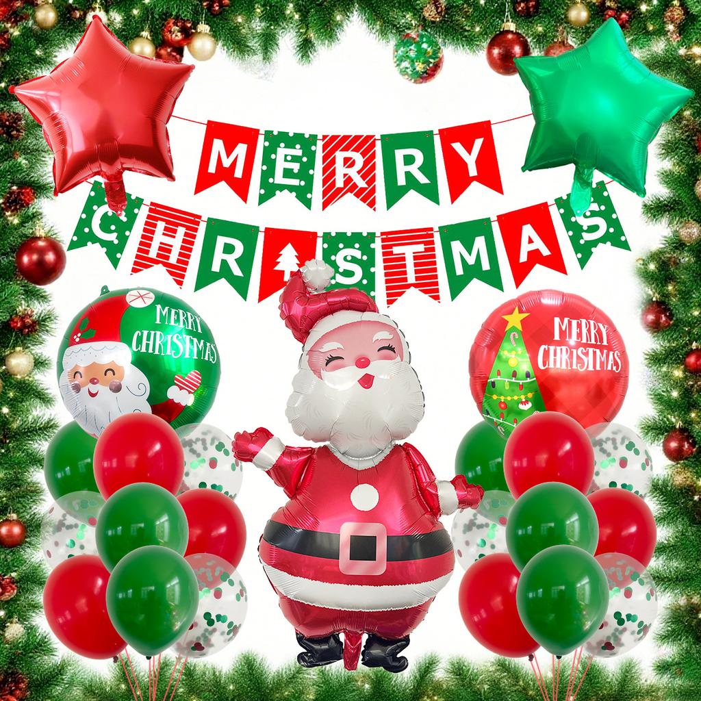 Christmas Theme Party Decoration Balloon The Grinch Santa Gingerbread Man Aluminum Balloon Flag Set