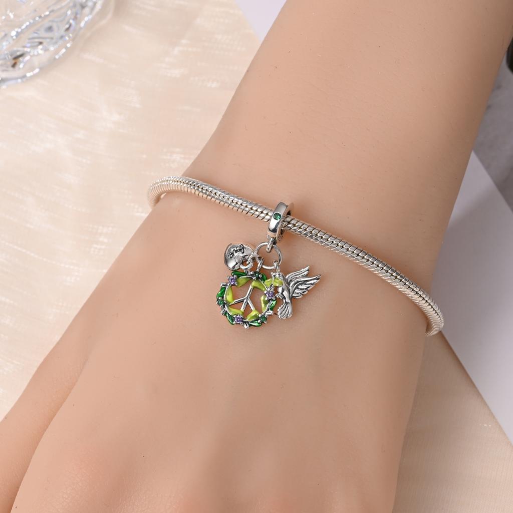 Charms Original Copper Dove Of Peace Beads Fit Bracelet Women Jewelry Diy Fine Gift