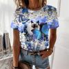 Cartoon Cat T-shirt Cute Cat Animal 3D Printed Women's Short Sleeves