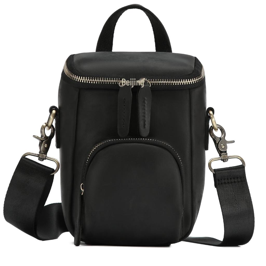 2025 Men's Vintage Leather Crossbody Bucket Bag - Casual Outdoor Shoulder Bag