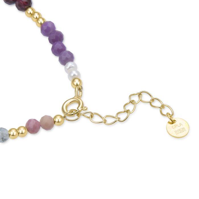 Bracelet - Lalil - Morganite - Argent 925 - finition or jaune 18K - 19 cm