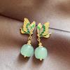 Elegant Green Butterfly Retro Earrings: Versatile Ancient Style for Women