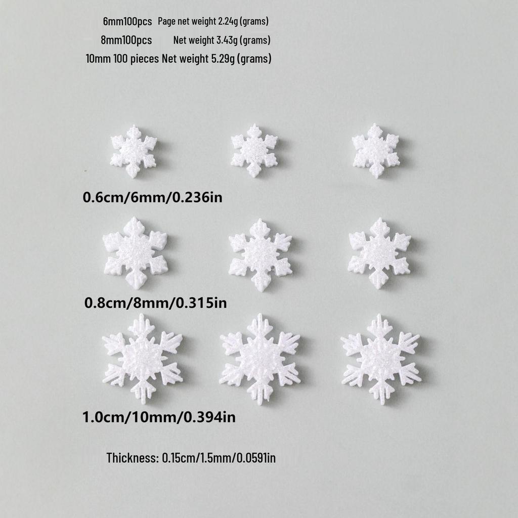 White Snowflake Resin Nail Art Decorations - 3D Hexagonal Winter DIY Accessories