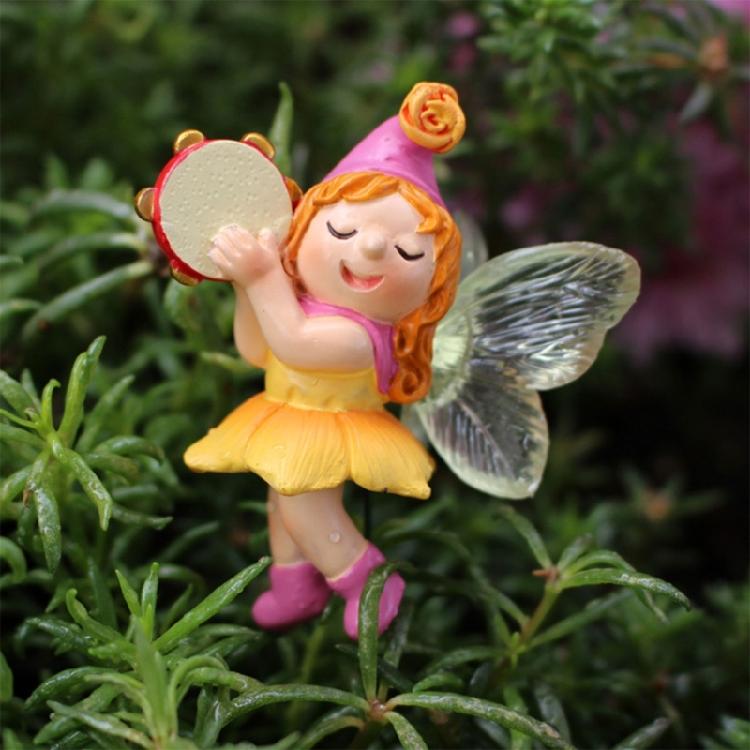 Harz Musikfee Figur Bunte Feen am Stiel Garten Miniatur Dekoration