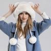 Winter Ladies Hat Fluffy Plush Thickened Heat Retention Ball Decor Ear Protection Solid Color Windproof Outdoor Camping Cycling Skiing Headwear