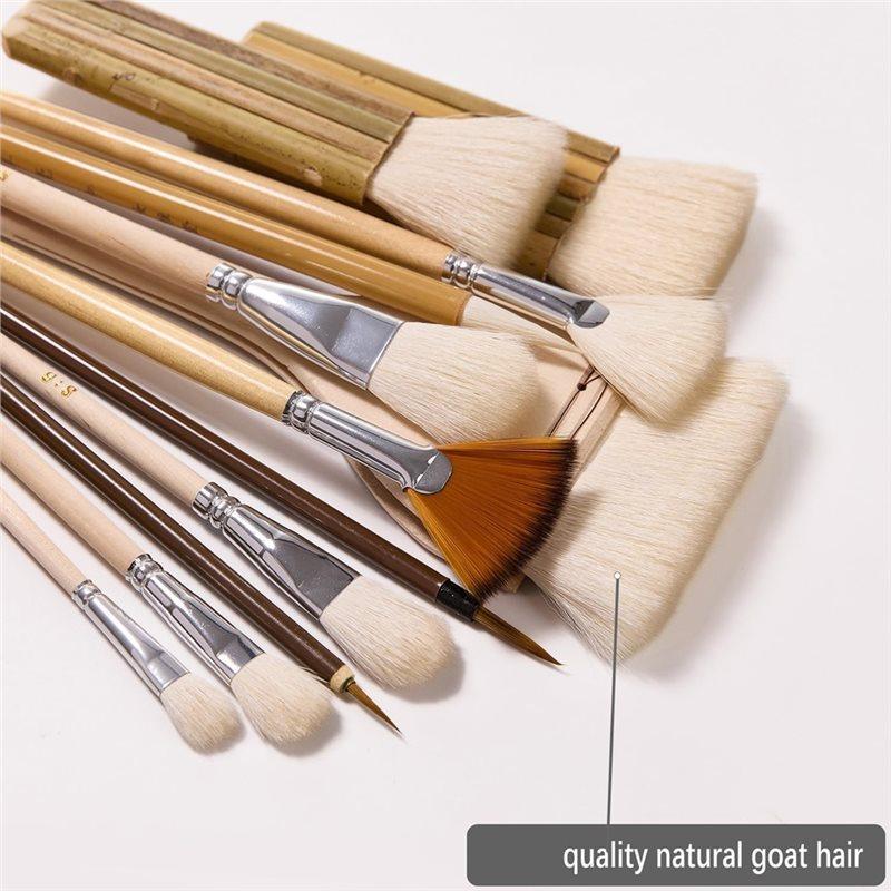 Premium-12 PCS Pottery Glaze Brushes Set With Goat Hair & Brush,Professional Soft Bristle For , Clay, Acrylic Painting