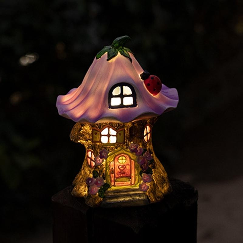 Craft Miniature Fairy House Garden Lights Solared Powered Outdoor Yard and Walkway Decorations Lights 4 Different Styles