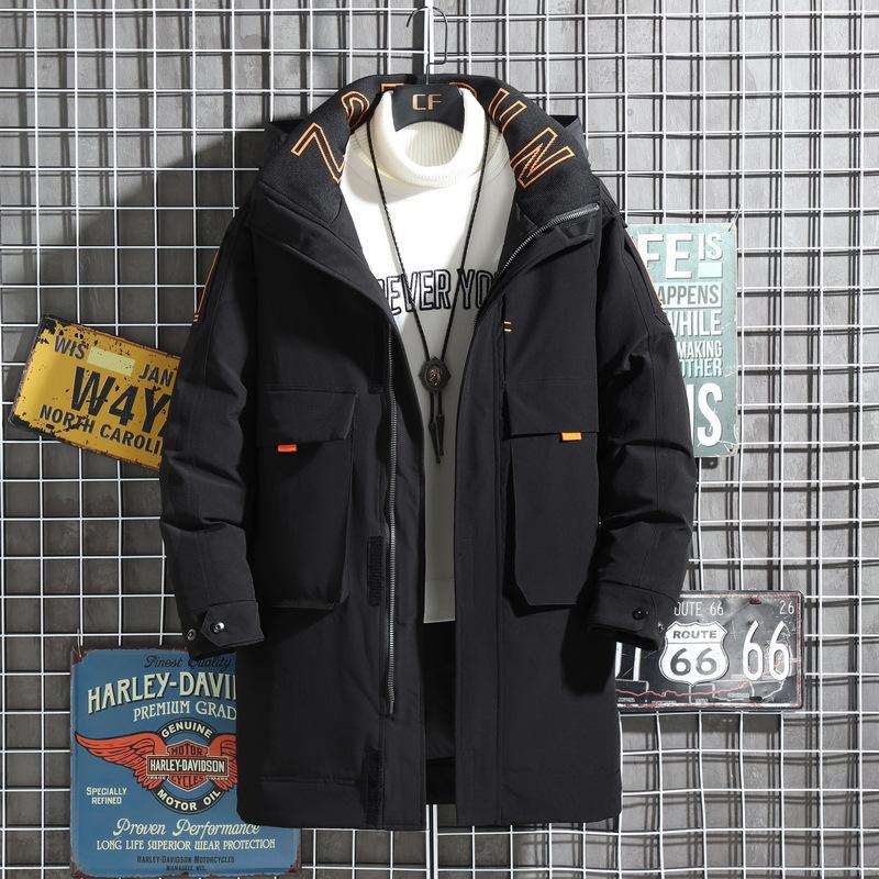 Men's and Women's Medium-length Large Size Hooded Cotton Jacket Thickened Warm and Cold-resistant Casual Comfortable White Duck Down Feather Jacket