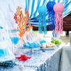 6 Pcs Paper Lanterns Hanging Jelly Fish Paper Lanterns Long Tassels Solid Color Mermaid Theme Party Sea Ocean Animal Birthday