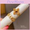 Elegant Flower Design 24k Gold Plated Zircon Ring For Women Fashion Jewelry