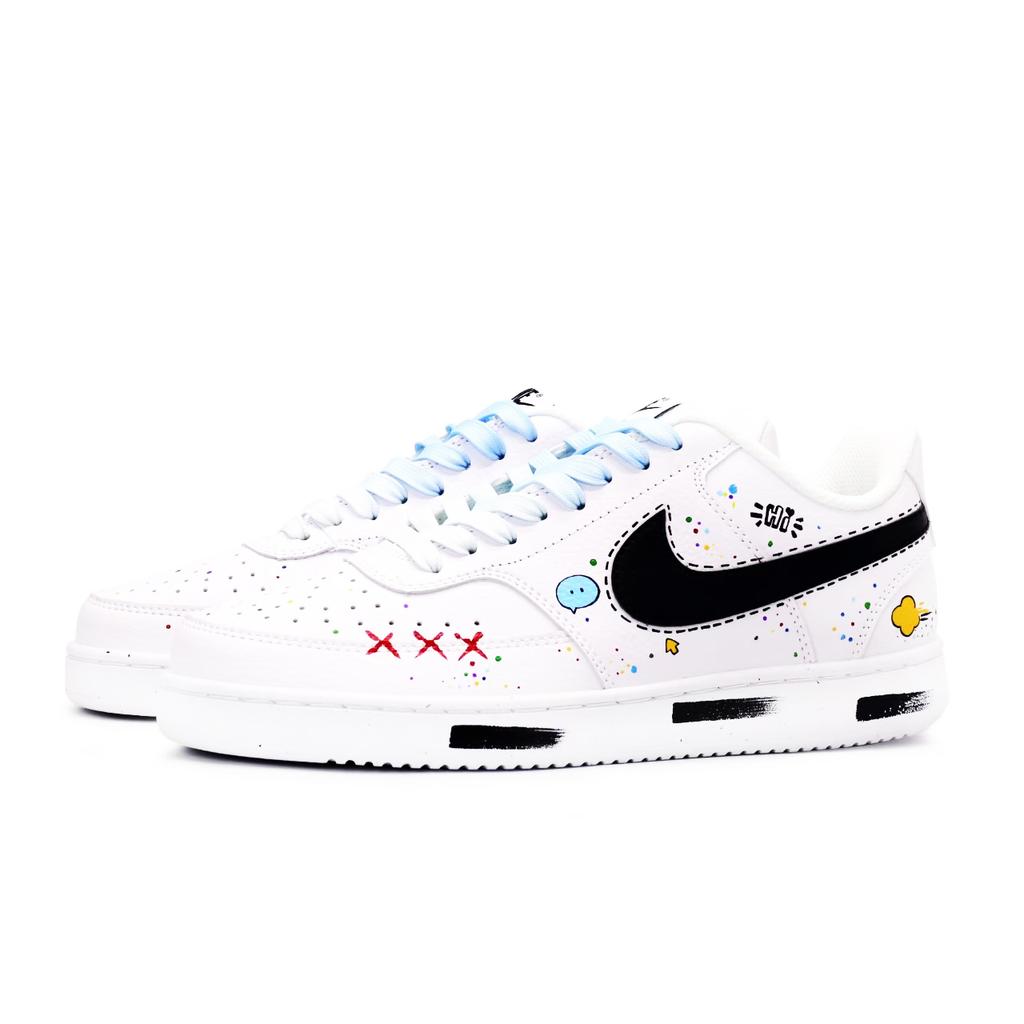 Nike Court Vision 1 Slip-Resistant Cushioning Wear-Resistant Low-Top Skateboard Shoes Men's White Blue Black DH2987-101(team488-)