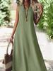 European Women's Sleeveless V-Neck Loose Summer Dress - Elegant & Fashionable