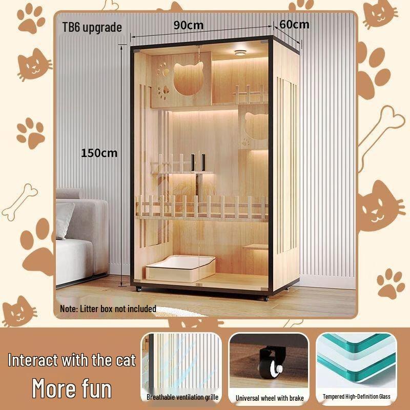 JINGRUIXIANG Wooden Indoor Cat House & Cage