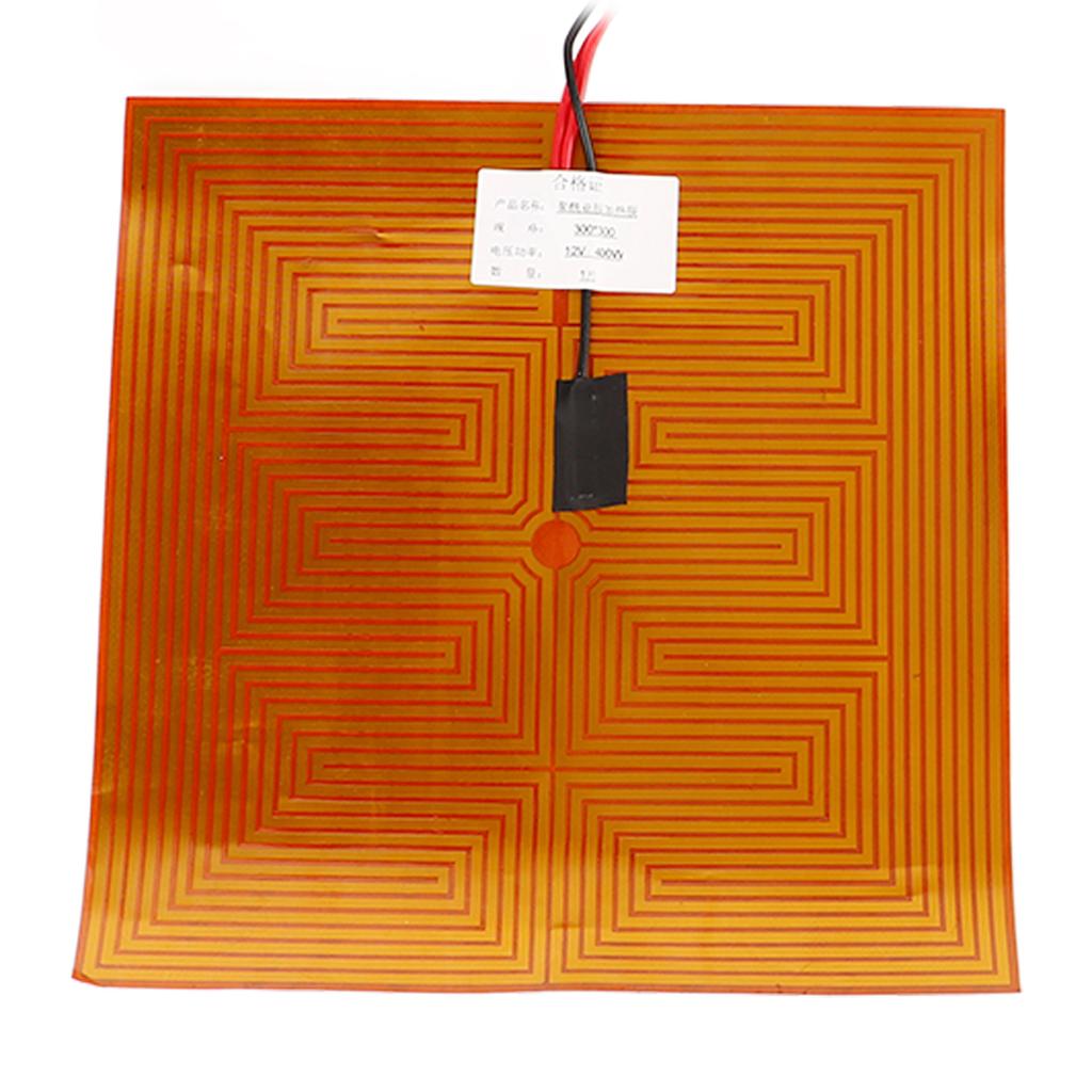 Heizmatte Schnell Effizient Stark Haftend Heizfolie für 3D-Drucker 300 X 300mm 12V 400W